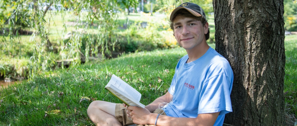 student reading Just Mercy